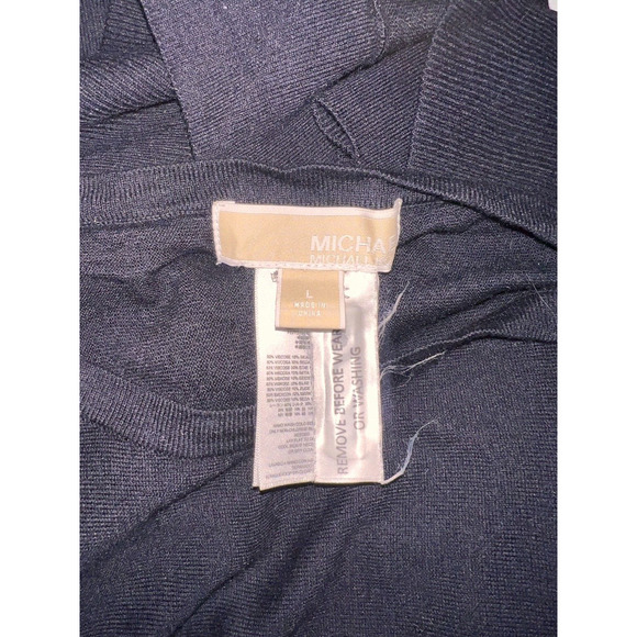 MICHAEL KORS Top Women's Size L Black Viscose Silk Cashmere Cold Shoulder Tunic - Picture 6 of 6